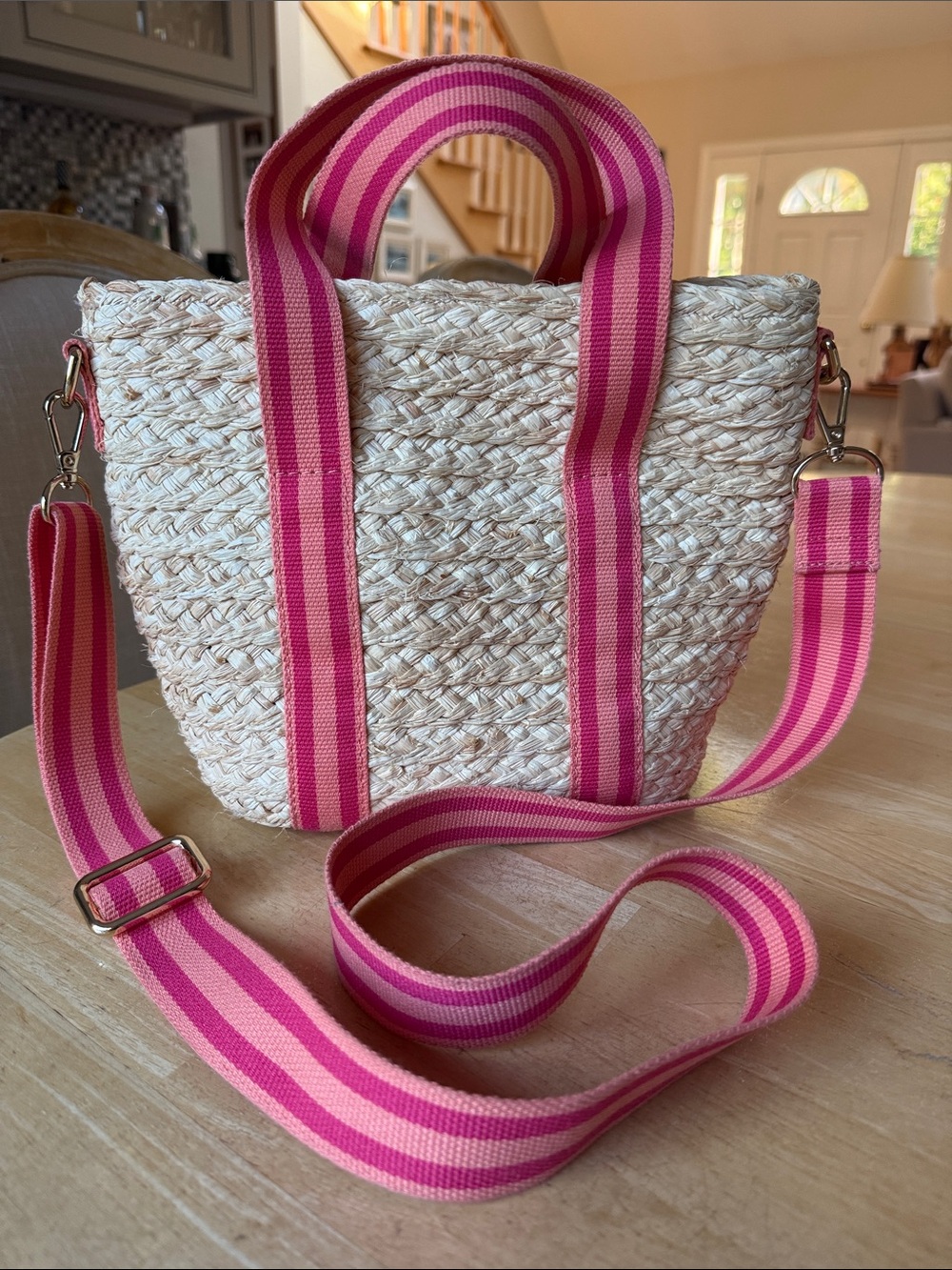 NWOT J. Crew Raffia Straw Mini Tote Bag